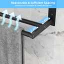 Towel Racks for Bathroom 24 Inch, 3 Tier Towel Shelf with Double Towel Bar, Wall Mounted Towel Rack SUS 304 Stainless Steel, Towel Storage for Bathroom Lavatory, Black