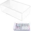 Empty Clear Acrylic Mahjong Case for 1.2"0.9"0.5 American Mahjong Tiles, 160200 Tile Storage Organizer, Dust-Proof Mahjong Tile Holder Box for Home Game Room, Game Night Accessories & Display