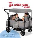 Radio Flyer Pathfinder 4-Seat Stroller Wagon, for Kids 6+ Months, UV Canopy | Compact Fold, Never Fall Pull Handle, Seats Convert to Flatbed, Snack Tray & Storage, Cup Holders