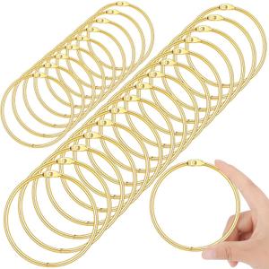 24 Pack 4 Inches Large Loose Leaf Binder Rings Curtain Hooks Rings Shower Hook for Bath Room Curtain Glide Smoothly Round Shower Rings Snap Joint Design (Gold)