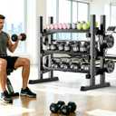 3-Tier Adjustable Dumbbell Rack, Heavy-Duty Weight Rack for Home Gym, Space-Saving Weight Storage Rack for Dumbbells, Kettlebells, Barbells & Plates (Rack Only)