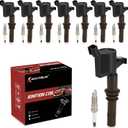 DG521 Ignition Coil Pack and Iridium-Platinum Spark Plugs Set of 8 Compatible with Ford Expedition Explorer F-150 F-250 F-350 Super Duty Mustang Lincoln Navigator Mercury Mountaineer 4.6L 5.4L V8