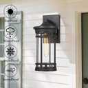 Outdoor Wall Sconce, Farmhouse Outdoor Wall Lantern with Seeded Glass ,Waterproof Exterior Lighting Fixture, Anti-Rust lamp Light for Patio Yard House Hallway Doorway Garage (Black,14.93 Inch Height)
