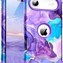 for iPhone Air Case,Three Layer Heavy Duty Shockproof Hybrid Hard Plastic Bumper Soft Silicone Rubber Drop Protective Cover Case for iPhone 17 Air 6.5",Purple