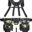 Tool Belt, Tool Belts for Men, 32 to 66 Inches Adjustable Waist, Electrician and Carpenter Tool Belt with Suspenders for Construction and Gardening, Black and Brown