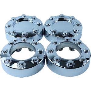 Set of 4 New Chrome 4x4 Wheel Center Caps Replacement for 2005-2018 F250 F350 SRW (Single Rear Wheel) 4WD Pickup Truck 2 Open Front, 2 Closed Rear Caps Size: 8-3/8" Diameter, 3" Tall