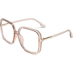 bullabulling Retro Square Reading Glasses For Women Blue Light Blocking Oversized Eyeglass Frames Large lens (tea, 2.50, x)