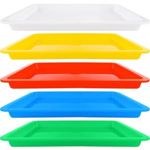 20PCS Plastic Art Trays, Stackable Activity Tray Crafts Organizer Tray Serving Tray Jewelry Tray for DIY Projects, Painting, Beads, Organizing Supply, 5 Colors (13.4 x 9.8 x 1 inch)