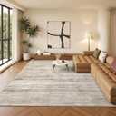 Art&Tuft Washable Rug, Anti-Slip Backing Abstract Area Rugs, Stain Resistant Rugs for Living Room, Foldable Machine Washable Area Rug(03-Beige, 5'x7')