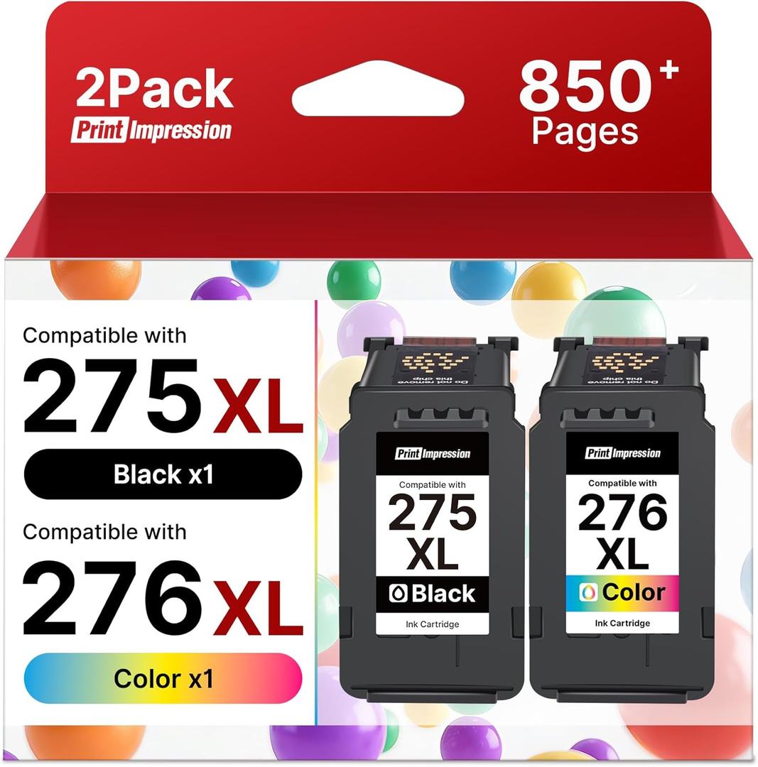 BKBKC PG275XL CL276XL Ink Replacement for Canon 275 and 276 Ink Cartridges Compatible for TS3500 TS3520 TS3522 TS3700 TS3720 TS3722 TR4700 4720 TR4722 TR4723 Printers (1 Black, 1 Color)