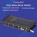SAGEFINDS Holy Bible Book Wallet | Multi Card and Cash Holder | Magnetic Clasp Closure and Zip Around | Vinyl | 4 x 7.5