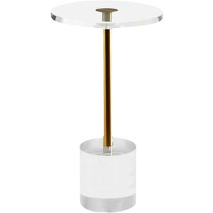Clear Acrylic End Table, Round Side Table with Cylinder Base, Modern Acrylic Coffee Drink Table for Living Room Bedroom, Easy Assembly