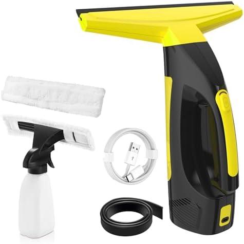 Window Vacuum Squeegee Cordless, Window Vac with Detachable Water Tank and Strong Suction, Electric Window Cleaning Tool for Shower Wall, Mirror, Glass, Car Windshield, Countertop, Tiles