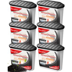 Vacplus Moisture Absorbers 6 Pack, Portable Humidity Absorber Boxes for Your Bathroom, Closet & Car, Dehumidifier with Activated Carbon, 16.0 Oz