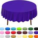CXPSINC 8 Pack Premium Disposable Plastic Tablecloth 84" Round Table Cover for Birthdays Weddings Christmas Anniversary (Purple)