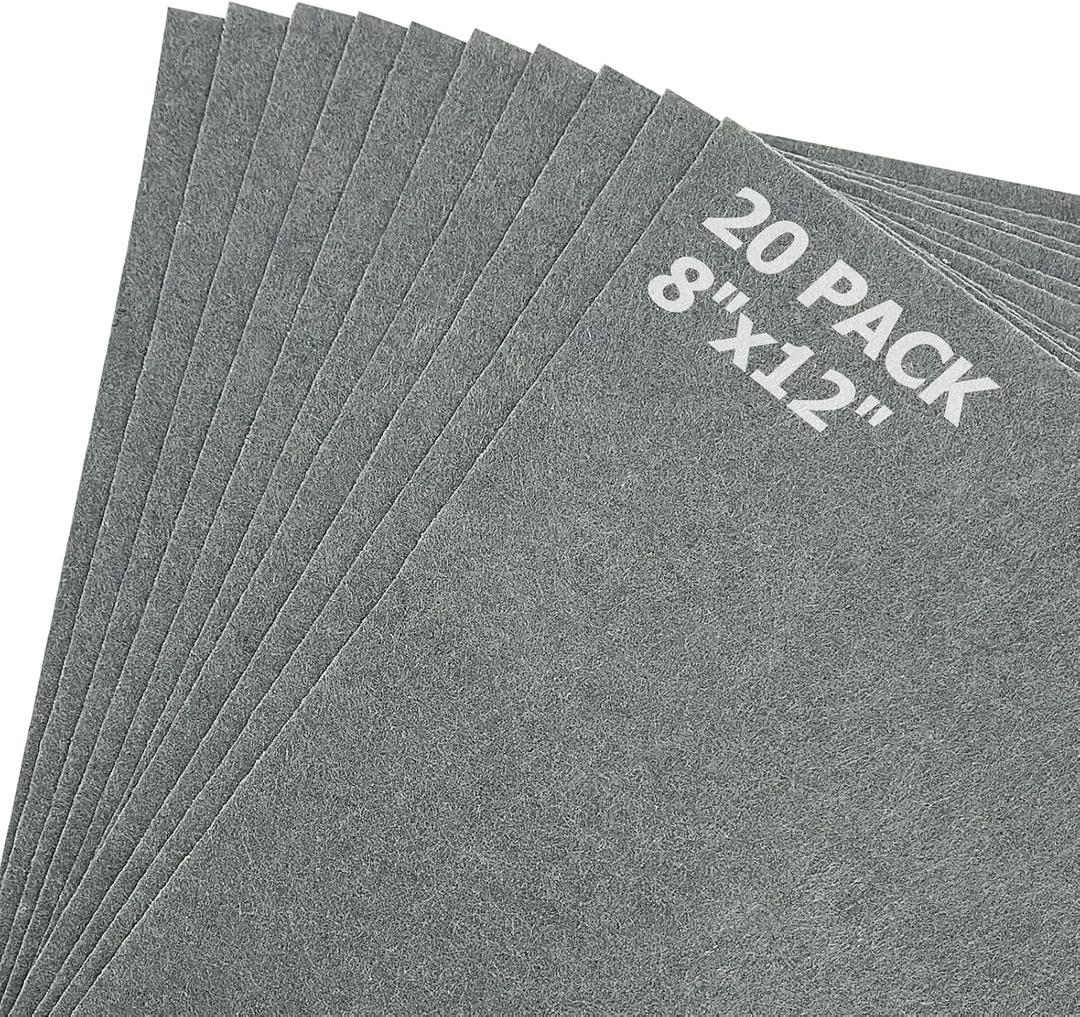 20 PCS Stiff Felt Sheets for Crafts, 8x12 Inches 1.5mm Thick Grey Color Felt Fabric for Sewing, Patchwork, DIY Projects and Decoration