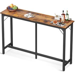 ODK 63 inch Bar Table, Bar Height Pub Table, Counter Height Bar Table, Rectangular High Top Kitchen & Dining Counter Tables with Sturdy Legs & Easy-to-Clean Top, Indoor use, Rustic Brown