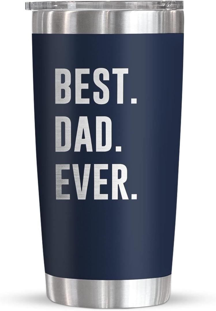 TEEZWONDER Gifts for Dad from Daughter Son - 20 oz Stainless Steel Insulated Coffee Tumbler with Lid - Birthday Gifts for Dad Who Wants Nothing, Mens Birthday Gift Ideas (Navy - Best Dad)