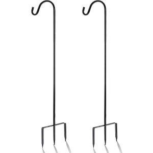 EXCMARK 2 Pack Shepherd Hook 48 inch 1/2 inch Thick Use at Weddings, Hanging Solar Lights, Lanterns, Bird Feeders, Metal Hanger Hook. (Black, 48 inch) U.S. Patent.