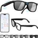 Smart Audio Glasses with Electrochromic Lenses, Adjustable Tint Sunglasses for Driving,Travel,Daily Use,Open Ear Bluetooth 5.4, AI Translation, Premium Tech Gadget Gift for Men Women