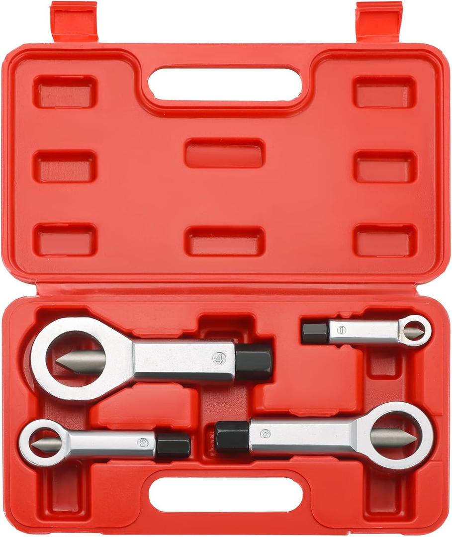 4PCS Professional Nut Splitter Set | Heavy Duty Nut Splitter Breaker Cracker, Remove Broken Damaged and Corroded Nuts with Ease 9-12mm, 12-16mm, 16-22mm, 22-27mm