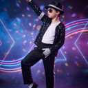 Kids Dance Star Costume for Boys 80s 90s Pop Stage Outfits for Halloween