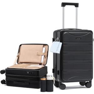 LOVEVOOK Carry On Luggage 20 Inch, Airline Approved Expandable Hard Shell Suitcase with Spinner Wheels, TSA Lock & Cup Holder, Fits Most Overhead Bins