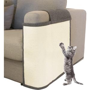Cat Scratch Sofa Protector, Cat Scratching Couch Protector with 19.7''L*23.6''W Natural Sisal Scratching Mat for Protecting Couch Sofa Chair (Dark Grey/ Left Hand)