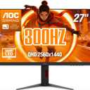 AOC Q27G4SMN 27" Mini-LED Gaming Monitor, QHD 2560×1440, 300Hz, 1ms GtG, DisplayHDR 1000, Adaptive-Sync, HDMI 2.1, DisplayPort 1.4, Height Adjustable Stand, 3-Year Zero-Bright-dot