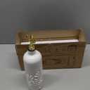 Sweejar 18 Oz Oil Dispenser for Kitchen with Gravity Spout, Ceramic Olive Oil Dispenser Bottle, Relief Opaque Vinegar Container for Evoo, Vinegar, Soy Sauce, Pack of 1(White, Gold Spout)