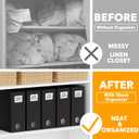 SpaceAid 5 Pack Bed Sheet Organizers and Storage, Foldable Sheet Organizer for Linen Closet, Sheets Set Folder Keeper with Window XL (Queen & King Size) Organizing Bedding Container, Black