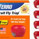 TERRO Fruit Fly Traps for Indoors (4 Pack) + 180 Days of Lure Supply - T2503SR - Lure and Kill Indoor Fruit Flies Near Fruit, Trash Cans, Countertops - Ready to Use Trap - 180 Day Supply