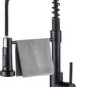 Durable Kitchen Sink Faucet with Sprayer, Compatible with 1 Hole or 3 Hole, 360 Rotatable Pull Out Kitchen Sink Faucets Single Handle Spring Kitchen Faucet Matte Black