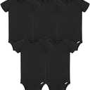 Gerber Baby 5-Pack Solid Onesies Bodysuits, Black, 0-3 Months