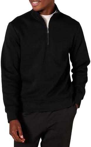 Amazon Essentials Men's Long-Sleeve Quarter-Zip Pullover Fleece Sweatshirt, Midweight, Black, X-Large