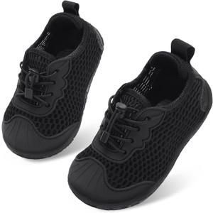 Barerun Toddler Water Shoes Barefoot Kids Water Shoes Boys Girls Aqua Socks Quick-Dry Breathable Toddler Sandals Slip on Indoor Outdoor Walking Shoes for Beach Swim Pool (Black), 10