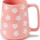 24oz Large Ceramic Coffee Mug with Big Handle, Handmade Kiln Glazed Large Coffee Mug Tea cup, Novelty MugUnique Uneven Surface for Office and HomeMicrowave and Dishwasher Safe (Pink)