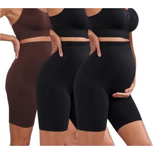 3Pack Women's Maternity Shorts Over The Belly Yoga Biker Pregnancy Workout Running Active Shorts for Women, 2XL
