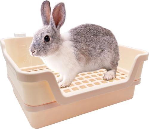 PINVNBY Extra Large Rabbit Litter Box Small Animal Potty Trainer Huge Bunny Litter Pan Plastic Pet Corner Toilet with Mash for Adult Guinea Pigs Chinchillas Ferrets (Beige) PINVNBY Extra Large Rabbit Litter Box Small Animal Potty Trainer Huge Bunny Litter Pan Plastic Pet Corner Toilet with Mash for Adult Guinea Pigs Chinchillas Ferrets (Beige)