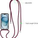 ZTOFERA for iPhone 14 Plus/iPhone 15 Plus Case with Strap,Crossbody Phone Case with Adjustable Neck Shoulder Lanyard,Soft Silicone Shockproof Protective Cover for 14 Plus/15 Plus 6.7"-Wine Red