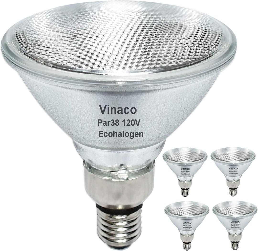 PAR38 Flood Light4 Pack PAR38 Halogen Flood Light Dimmable 80W 120V High Brightness 1500LM Equivalent 100W Halogen Light Bulbs, PAR38 Bulb with E26 Base,2800K Warm White Ideal for Indoor/Outdoor