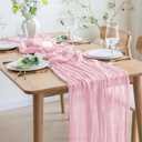 Asee'm 2pcs Cheesecloth Table Runner 120 Inches Blushing Pink Boho Gauze Cheese Cloth Runner 10FT Rustic Sheer Table Runners for Easter Spring Wedding Baby Shower Holiday Party Decoration