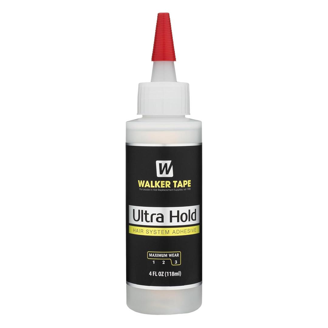 Walker Tape Ultra Hold Adhesive 4 oz Squeeze Bottle, Waterproof Clear-Drying Wig Glue for Lace Systems and Human Hair Extensions, Strong Long Lasting Maximum Wear Liquid Adhesive for Bonding