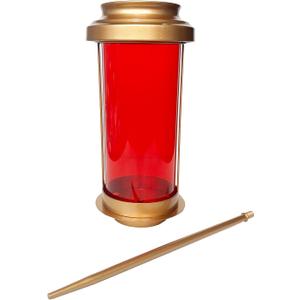 Outdoor Candle Holders, Long Stake Garden Lights Solar Powered Red Candle Holders for Grave, Gold Metal Flame Fall Solar Lights Outdoor Decorative for Yard, Cemetery Solar Lights for Grave (L1 NON)