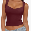 REORIA Women's Sexy V Neck Crop Tank Top Y2K Slim Going Out Top Double Lined Basic Shirt XL Dirty