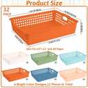 12 Pcs Plastic Classroom Storage Basket Bulk 14 x 10 In Turn in Paper Trays for Classroom A4 Size Colorful Storage Organizer Bin with Handles Stackable Container for Playroom Home Office School Supply