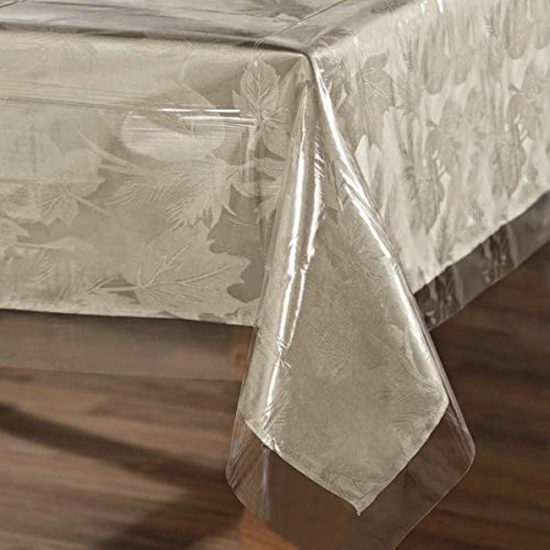 sancua Clear Plastic 100% Waterproof Tablecloth - 60 x 84 Inch - Vinyl PVC Rectangle Table Cloth Protector Oil Spill Proof Wipe Clean Table Cover for Dining Tables, Parties & Camping, Crystal Clear
