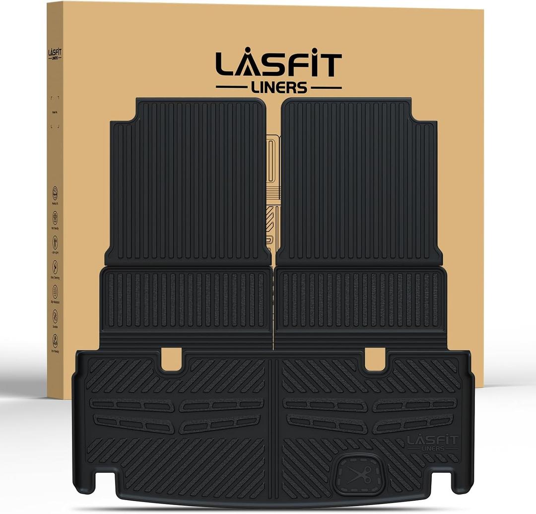 LASFIT Cargo Mat Fits for Mercedes Benz GLS 2017-2019 & GL 2013-2016, Custom Fit for GL&GLS 350 450 500 550 63 AMG, All Weather TPE Trunk Mat for Mercedes GL&GLS, Cargo Liner with Seatback, Black
