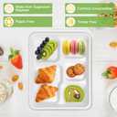 Compostable 5 Compartment Plates Disposable, 12.5 x 8.5 inch, [100-Pack] Heavy Duty Paper Plates with Dividers, Sturdy School Lunch Trays, White Large Dinner Plates for Buffet Party
