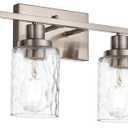 MELUCEE Wall Light Fixture, 4-Light Black Bathroom Vanity Light Over Mirror with Clear Hammered Glass, Modern Wall Sconces Lamp for Powder Room Bedroom Kitchen Porch (Patent No.: US D963914 S)